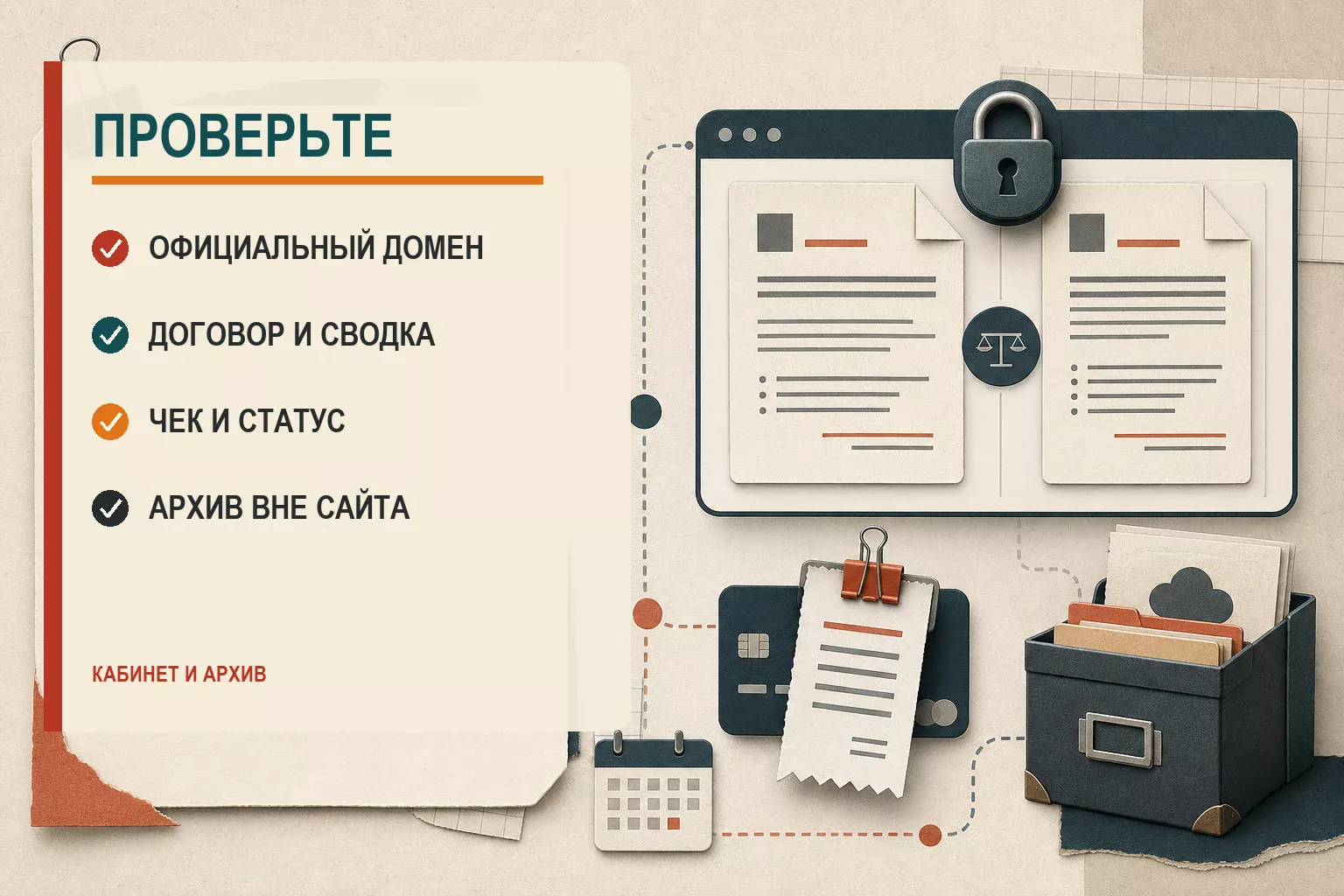 Чек-лист защищённого входа, платежа и внешнего архива